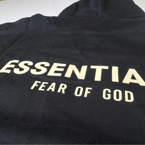 Fear of God Essentials Hoodie Black Pullover Sweatshirt Mens Womens - Picture 5 of 5